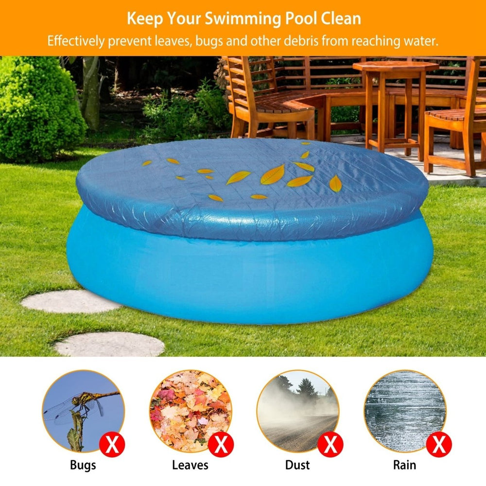 10ft Blue Waterproof Dustproof PE Swimming Pool Cover Protector for Paddling Pool Image 2