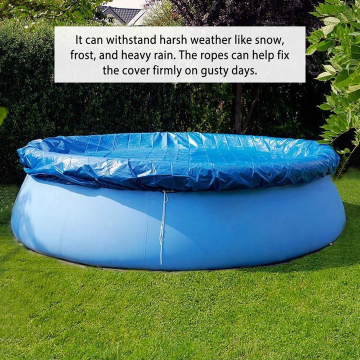 10ft Blue Waterproof Dustproof PE Swimming Pool Cover Protector for Paddling Pool Image 5