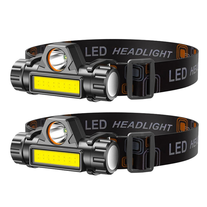 2 Pack Rechargeable Headlamp IPX4 Waterproof LED Headlight for Camping Hiking Image 1