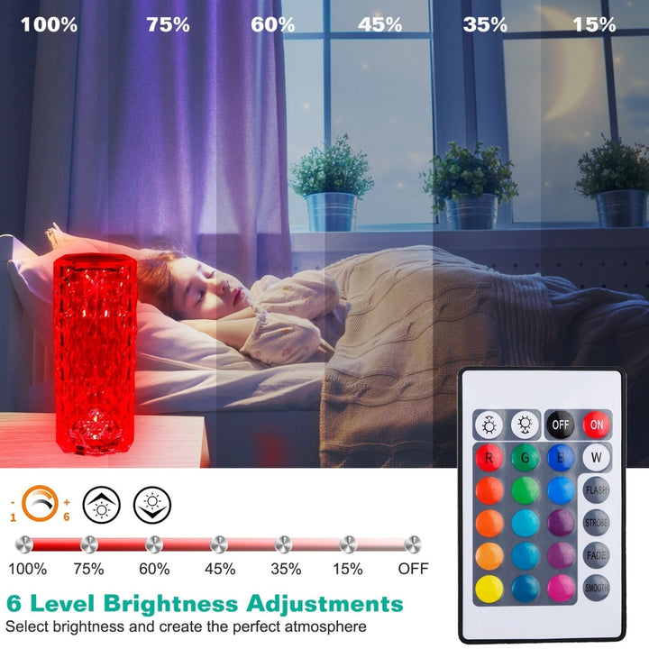 Crystal Diamond Rose Lamp Dimmable LED Night Light Remote Touch Control 16 Colors Image 3