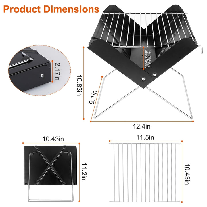 Foldable Charcoal BBQ Grill Portable X-Shaped Iron Smoker for Camping Picnic Image 5