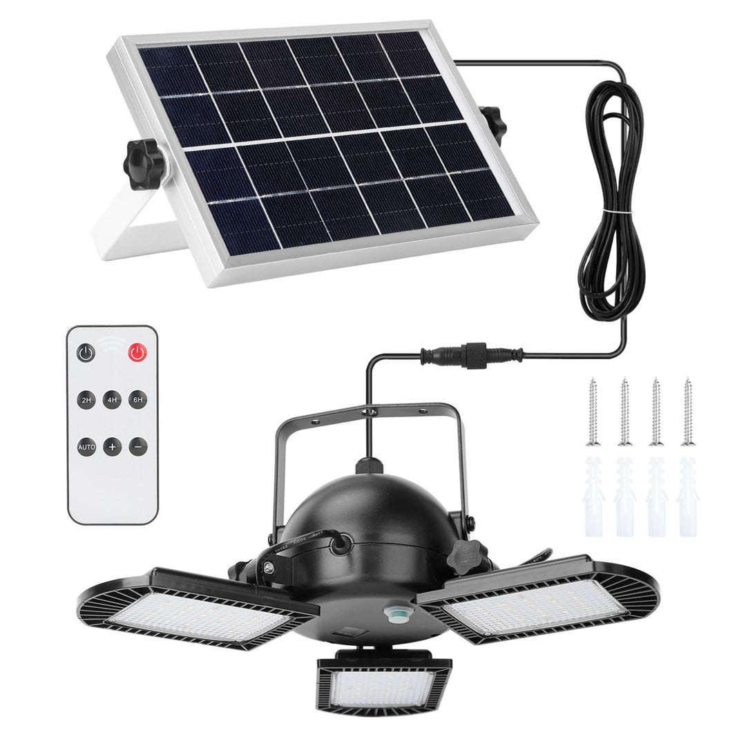 Solar Pendant Lights IP65 Waterproof Shed Light 120 Adjustable Garage Light with 3 Timing Modes 4 Brightness Levels Image 1