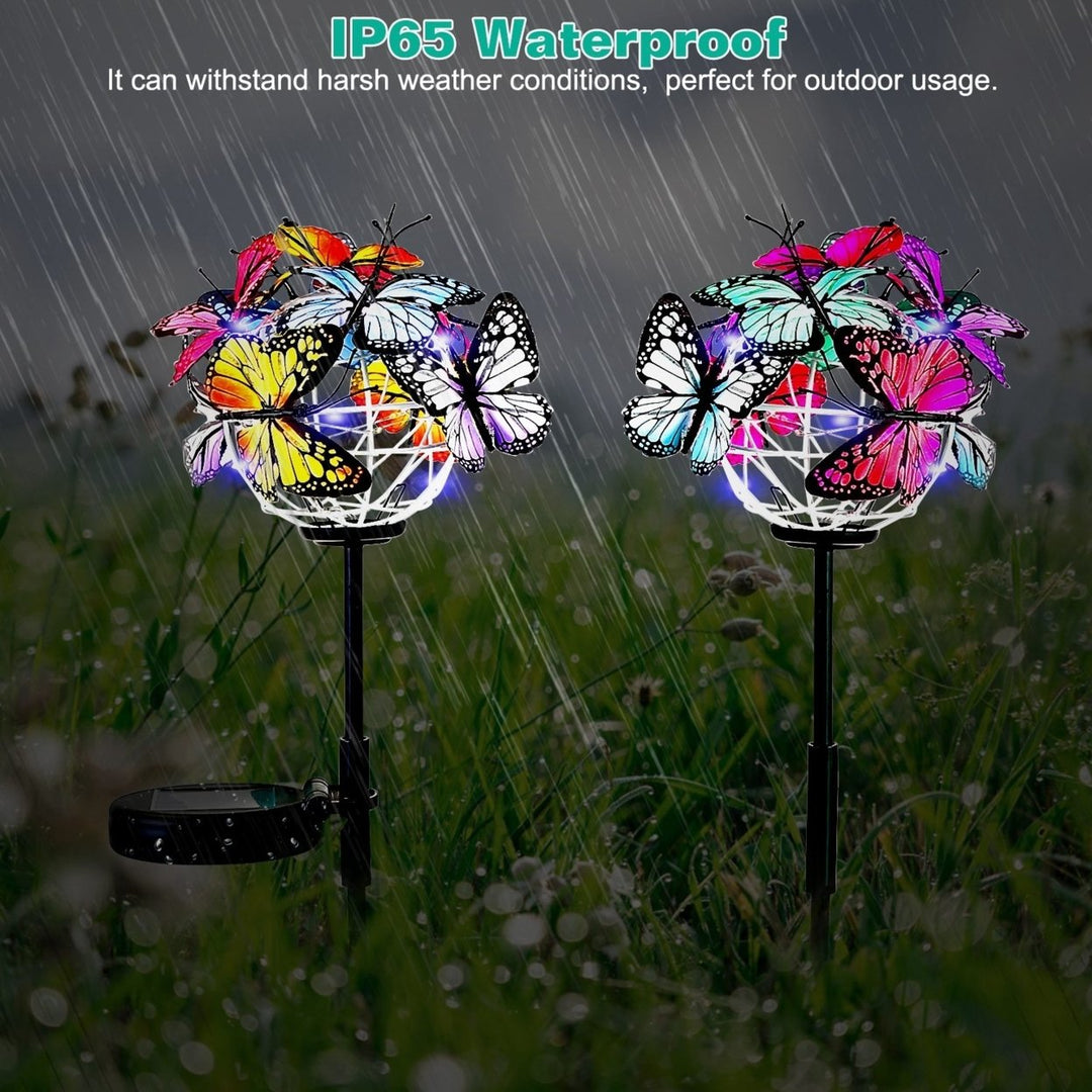 2 in 1 Solar Butterfly Stake Light Multi-Color Waterproof Garden Decor Lamp Image 3