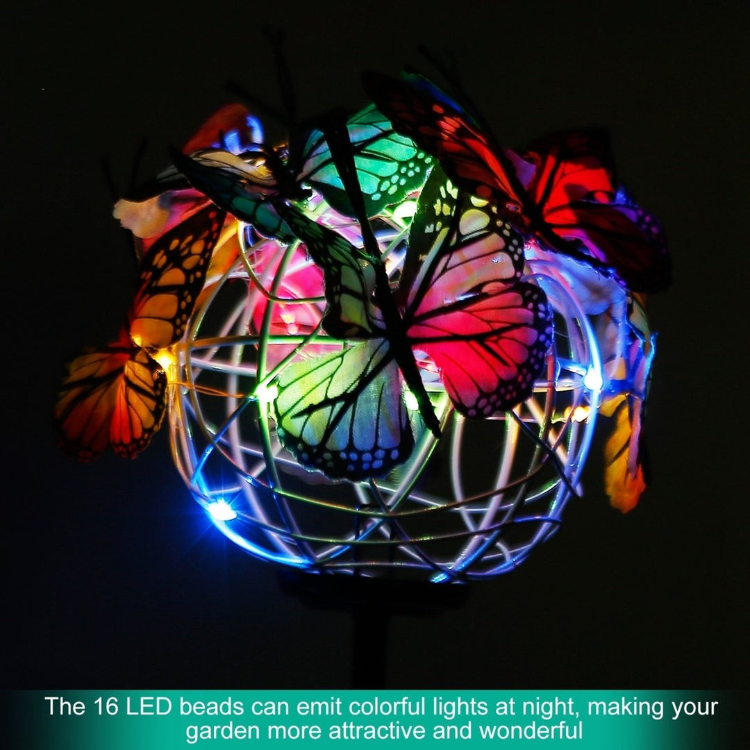 2 in 1 Solar Butterfly Stake Light Multi-Color Waterproof Garden Decor Lamp Image 4