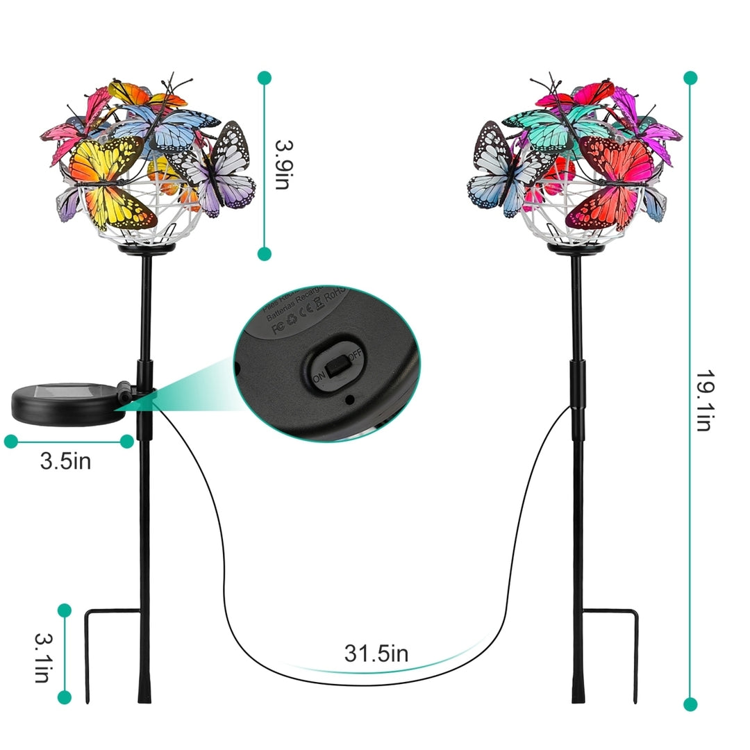 2 in 1 Solar Butterfly Stake Light Multi-Color Waterproof Garden Decor Lamp Image 6