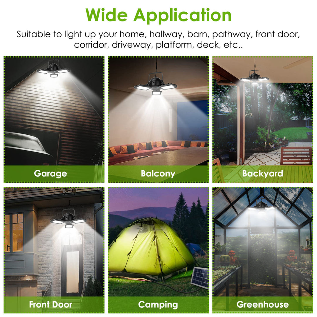 Solar Pendant Lights IP65 Waterproof Shed Light 120 Adjustable Garage Light with 3 Timing Modes 4 Brightness Levels Image 7