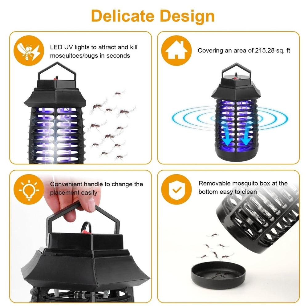 Electric Mosquito Killer Lamp UV Bug Zapper Safe Noiseless Pest Trap Indoor Image 2