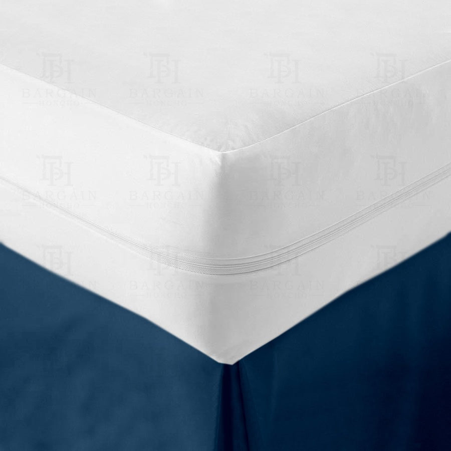 Zippered 100% Waterproof and Bed-Bug Proof Vinyl Mattress Cover Protector Image 1