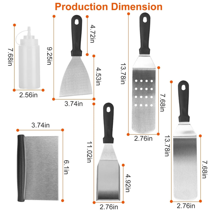 7Pcs Stainless Steel BBQ Griddle Utensil Set Outdoor Cooking Tools Silver Image 7