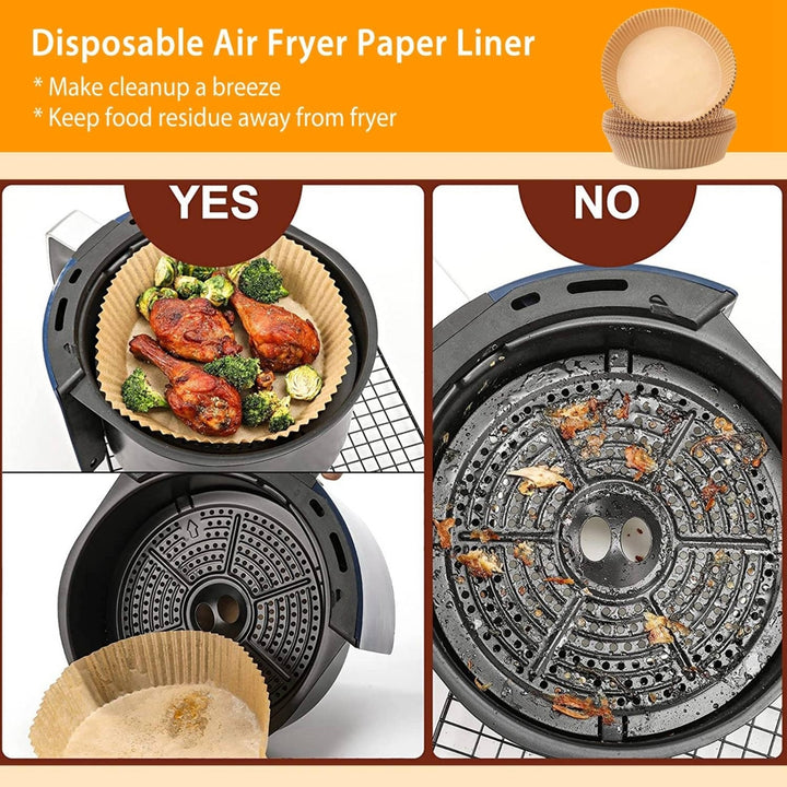 50 Pcs Disposable Air Fryer Paper Liners 20cm Waterproof Non-Stick Parchment Image 3