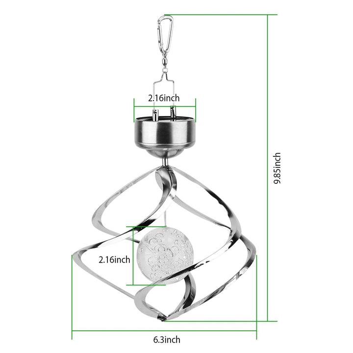 Spiral Solar Wind Chime LED Color Changing Waterproof Hanging Light for Outdoors Image 2