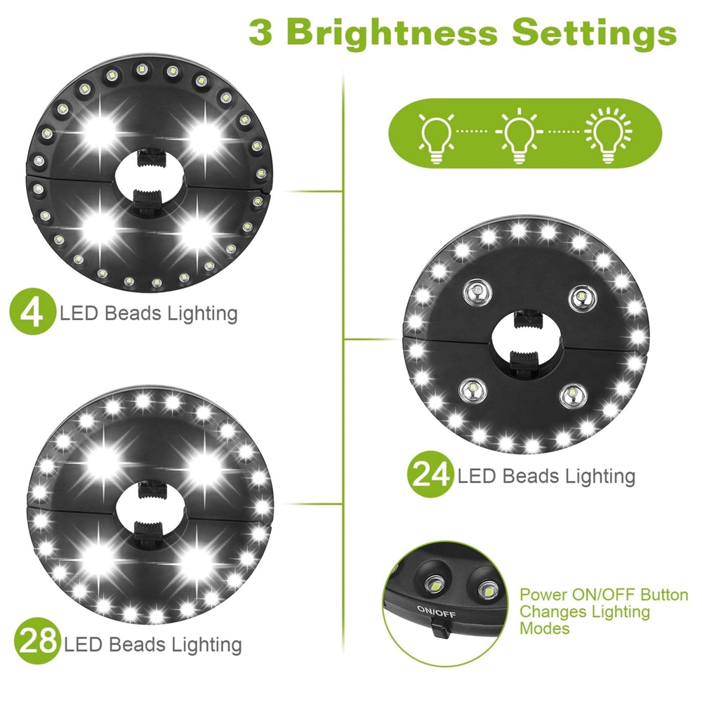 Patio Umbrella Lights 28 LEDs Cordless Battery Operated Multi-Mode Camping Light Image 2