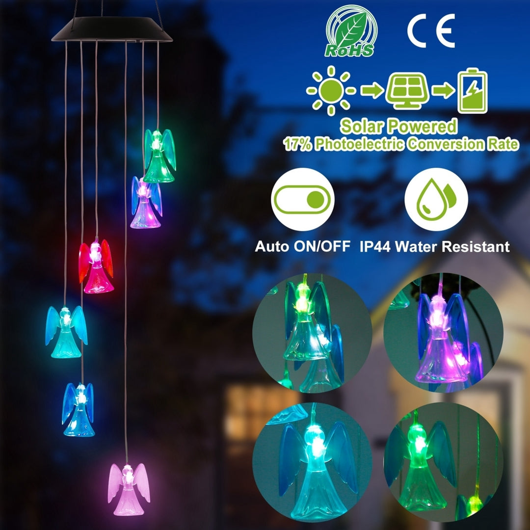 Solar Angel Wind Chimes Color Changing LED Hanging Lamp Waterproof Night Light Image 1