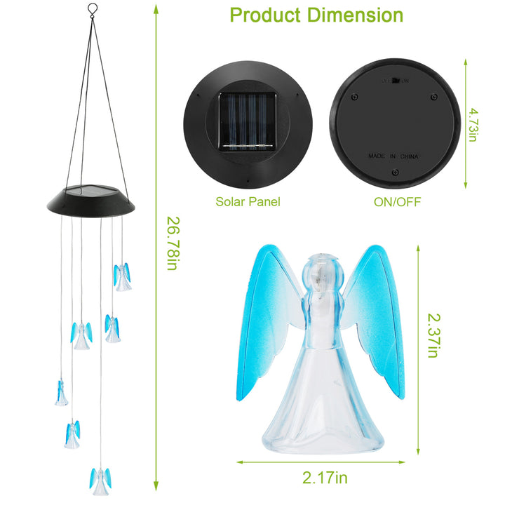 Solar Angel Wind Chimes Color Changing LED Hanging Lamp Waterproof Night Light Image 4