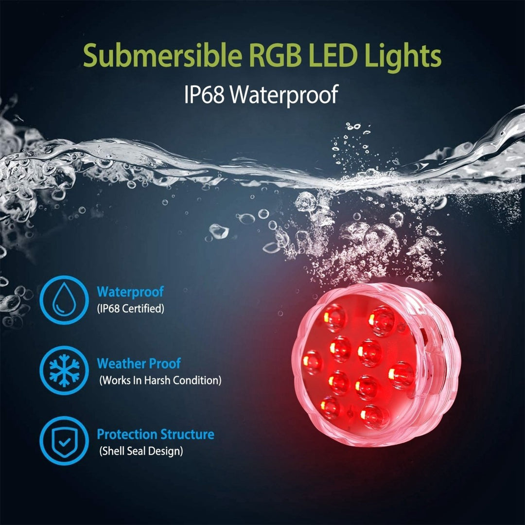 4Pcs Submersible RGB LED Lights IP68 Waterproof Color Changing Remote Control Image 6