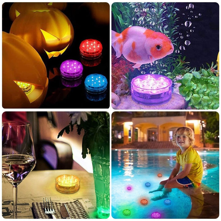 4Pcs Submersible RGB LED Lights IP68 Waterproof Color Changing Remote Control Image 7