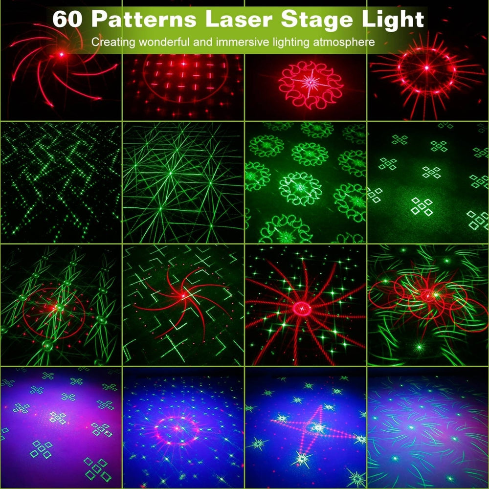 60 Pattern Laser Stage Light Sound Active Time Setting DJ RGB Disco Projector Beam Lamp Remote Control Image 2