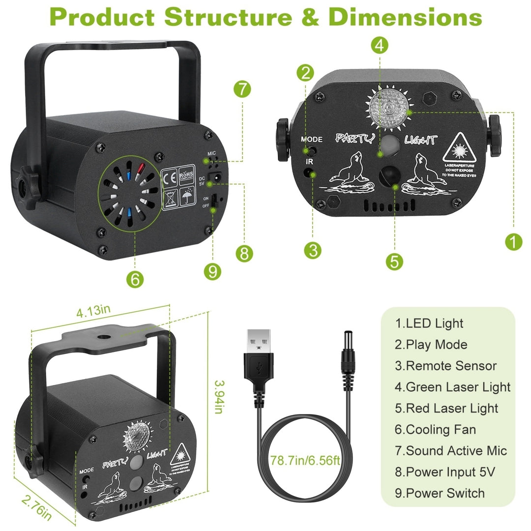 60 Pattern Laser Stage Light Sound Active Time Setting DJ RGB Disco Projector Beam Lamp Remote Control Image 5