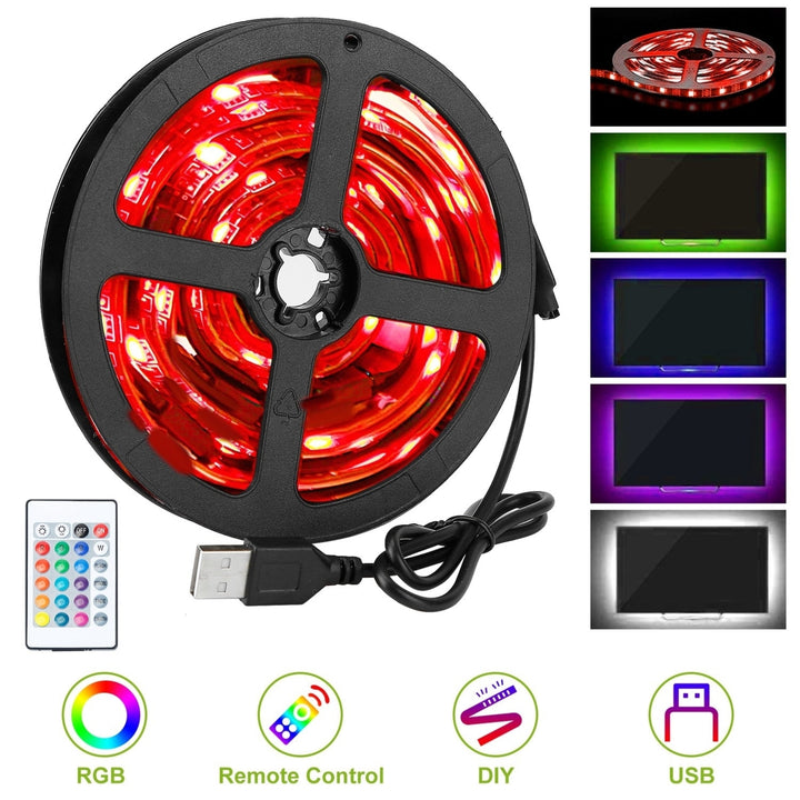 RGB LED Backlight Strip 6.56ft Waterproof TV Lighting Kit Remote 16 Colors Image 3