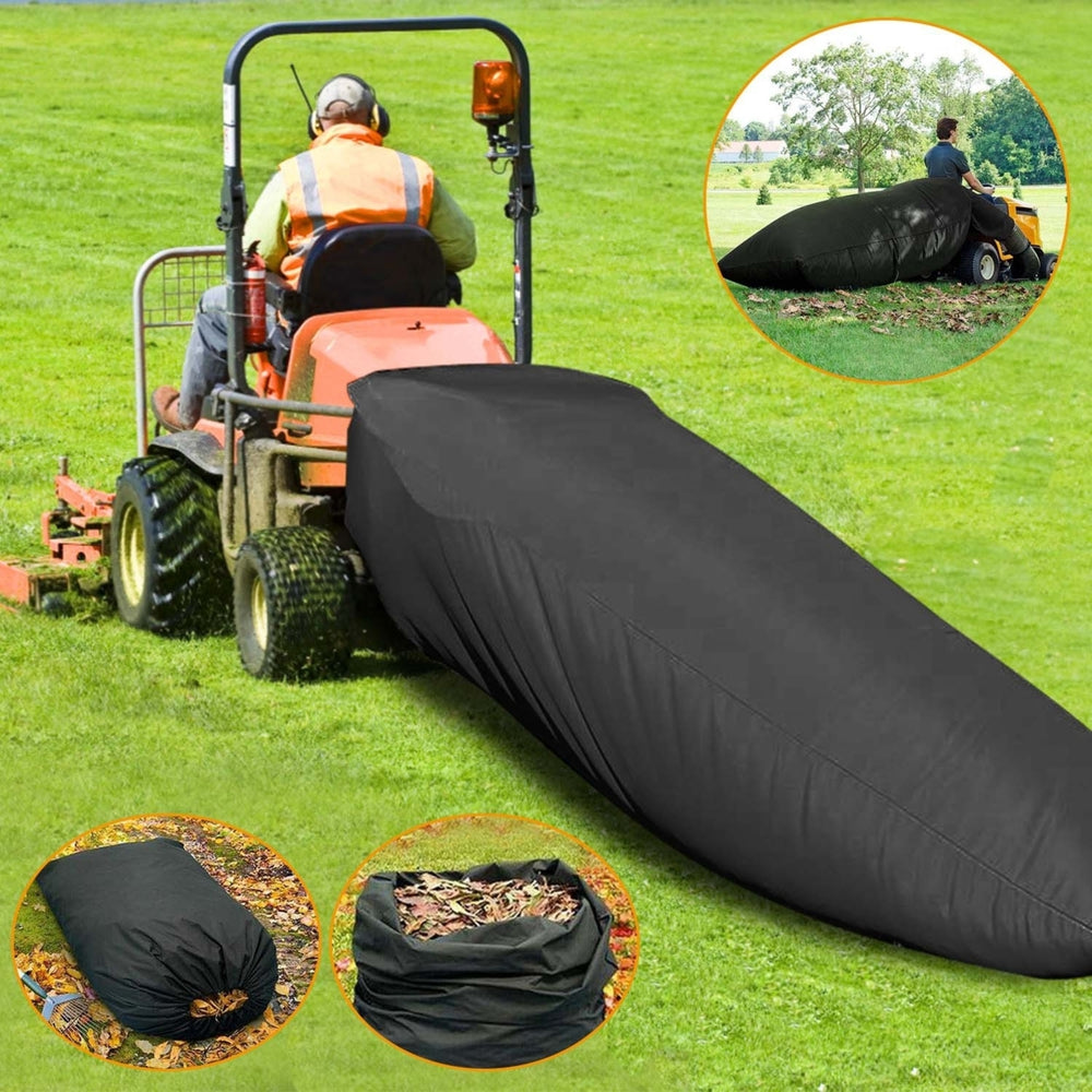 Lawn Tractor Leaf Bag 54 Cubic Feet Black Oxford Cloth Easy Storage Riding Mower Image 2