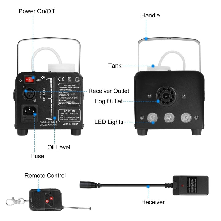 400W RGB LED Fog Machine Remote Control Smoke Stage Effect Party Club DJ Image 3