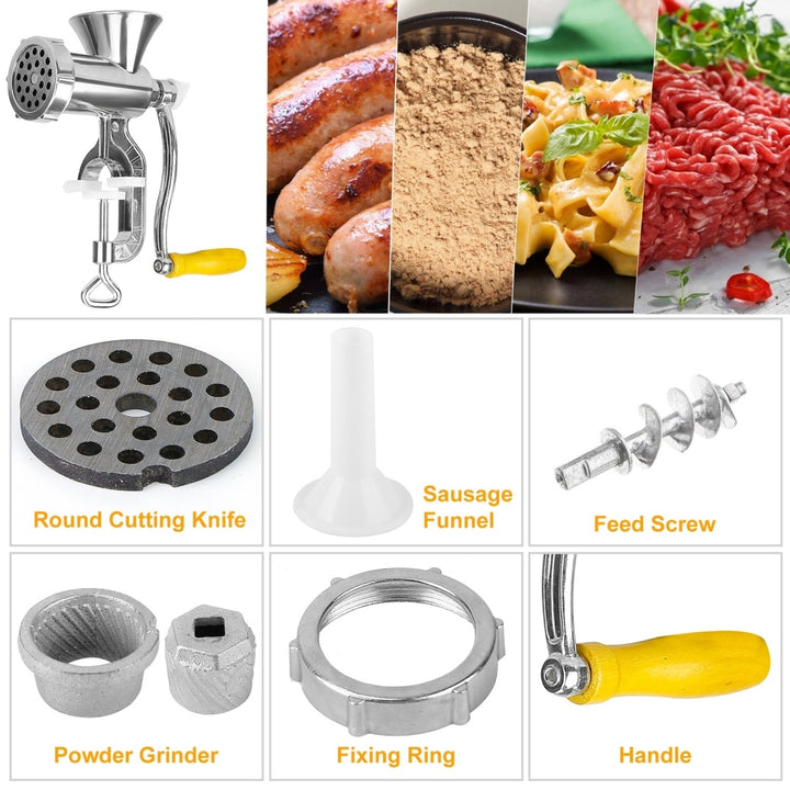 Heavy Duty Manual Meat Grinder Aluminum Sausage Maker Noodle Machine Silver 21cm Image 6