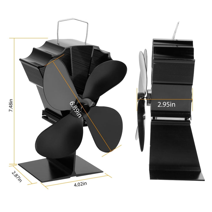 Heat Powered Stove Fan Aluminum Silent Eco Fan 3 Blades for Wood Burner Fireplace Image 5