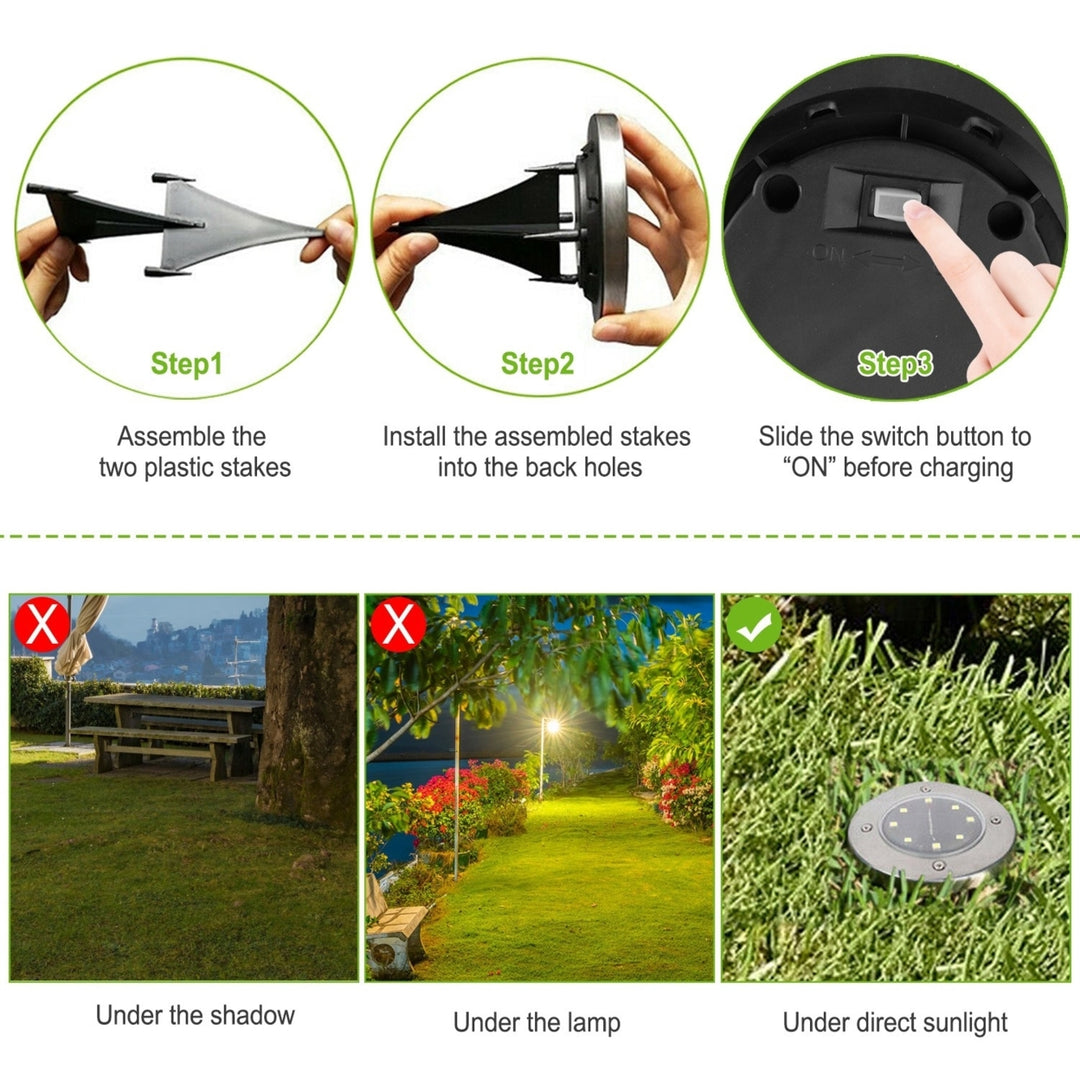 4Pcs Solar Powered Ground Light Waterproof Outdoor IP65 In-Ground Lamp Black Image 4