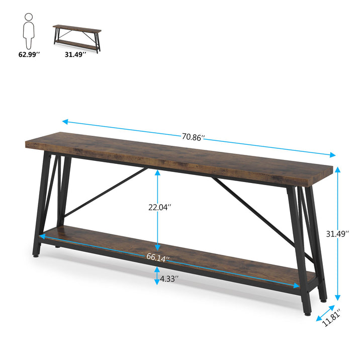 Tribesigns 70.9 Inch Industrial Sofa Table Console for Entryway Living Room Image 5