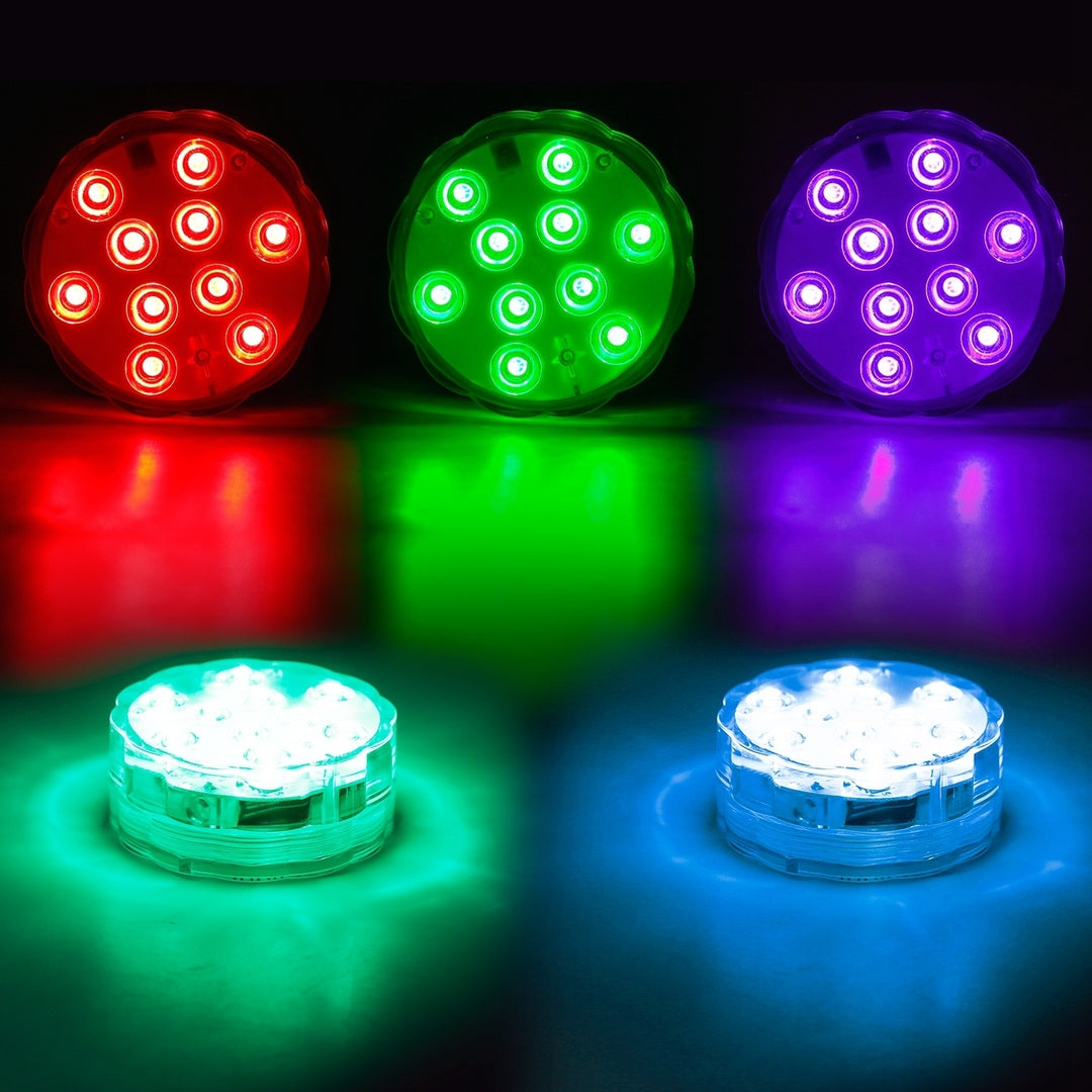 4Pcs Submersible RGB LED Lights IP68 Waterproof Color Changing Remote Control Image 8