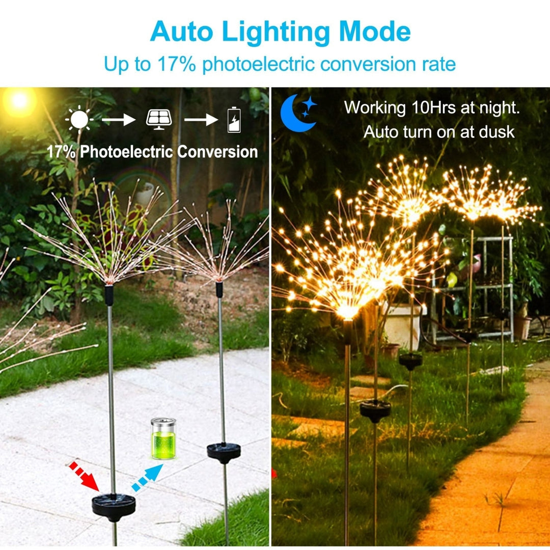 2Pcs Solar Powered Starburst Lights 240 LEDs Firework Lamp Image 2