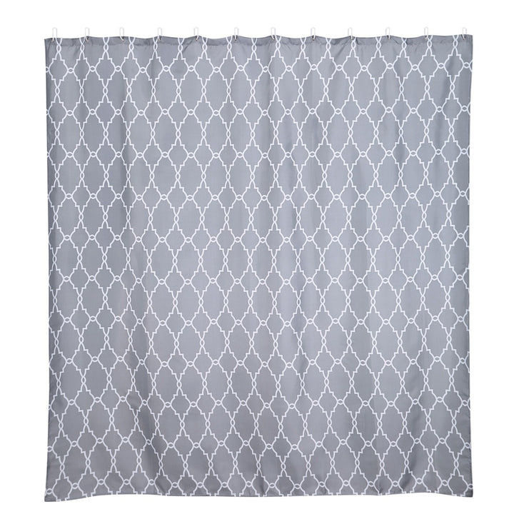 Waterproof Shower Curtain 70x70 Inches Gray Eco-Friendly Polyester with Hooks Image 1