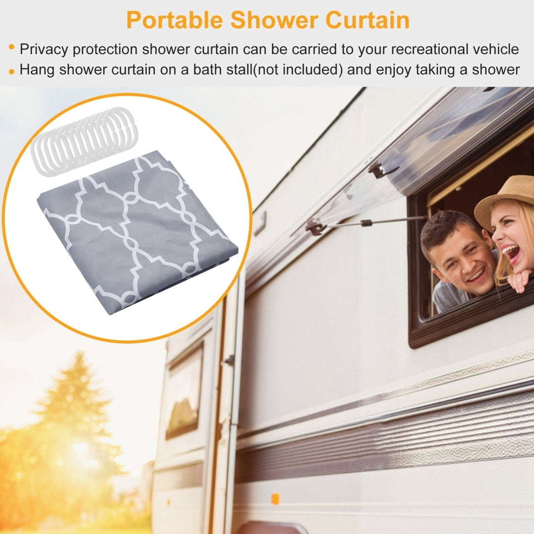 Waterproof Shower Curtain 70x70 Inches Gray Eco-Friendly Polyester with Hooks Image 2