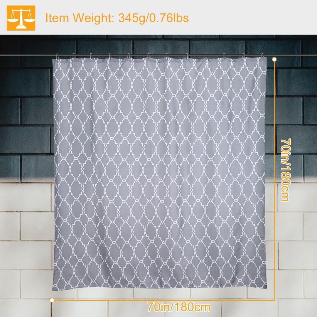 Waterproof Shower Curtain 70x70 Inches Gray Eco-Friendly Polyester with Hooks Image 3