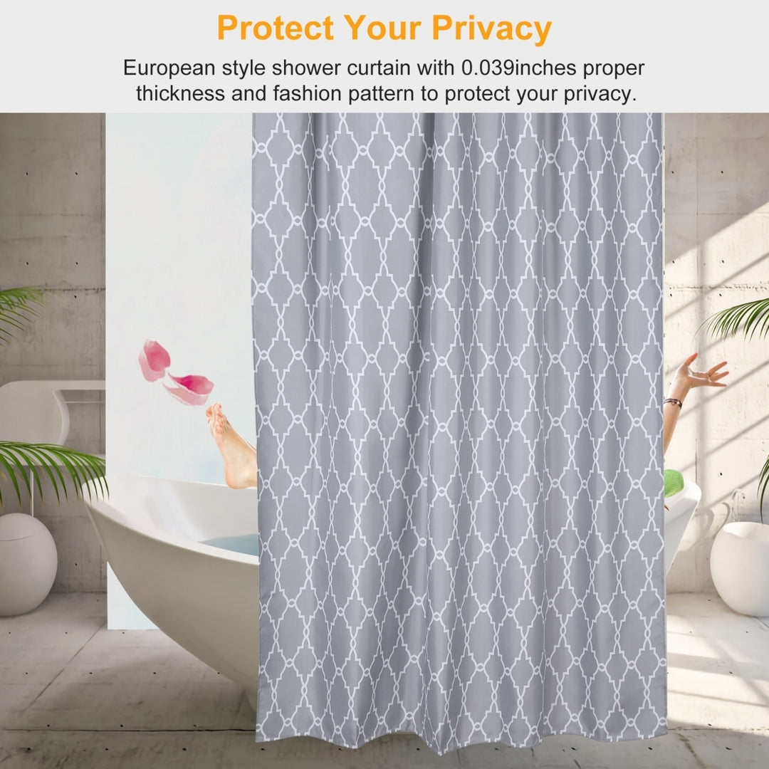 Waterproof Shower Curtain 70x70 Inches Gray Eco-Friendly Polyester with Hooks Image 6