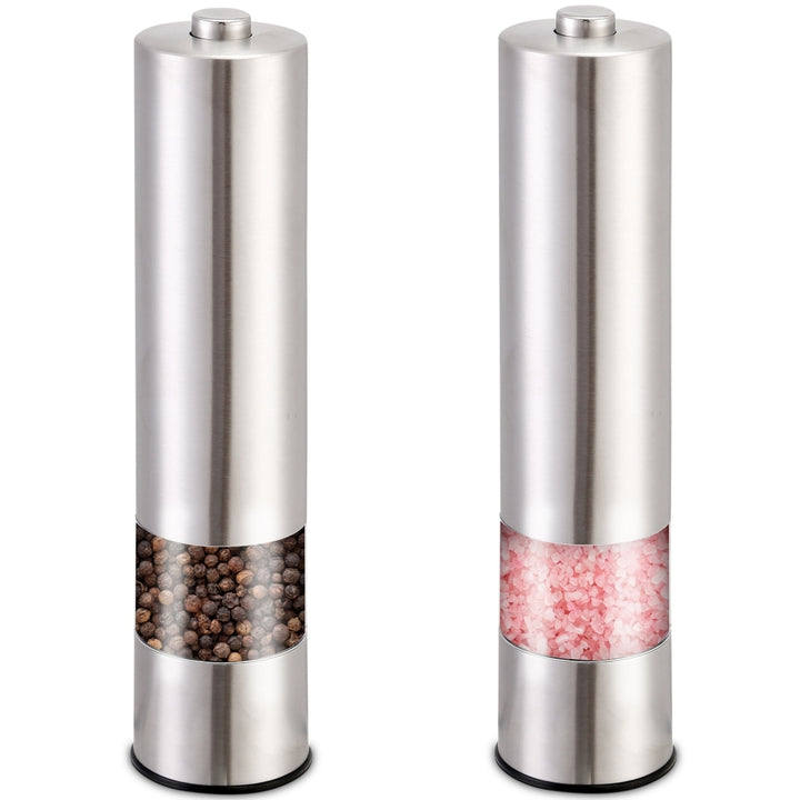 Electric Stainless Steel Salt Pepper Grinder Adjustable Coarseness with Light Image 1