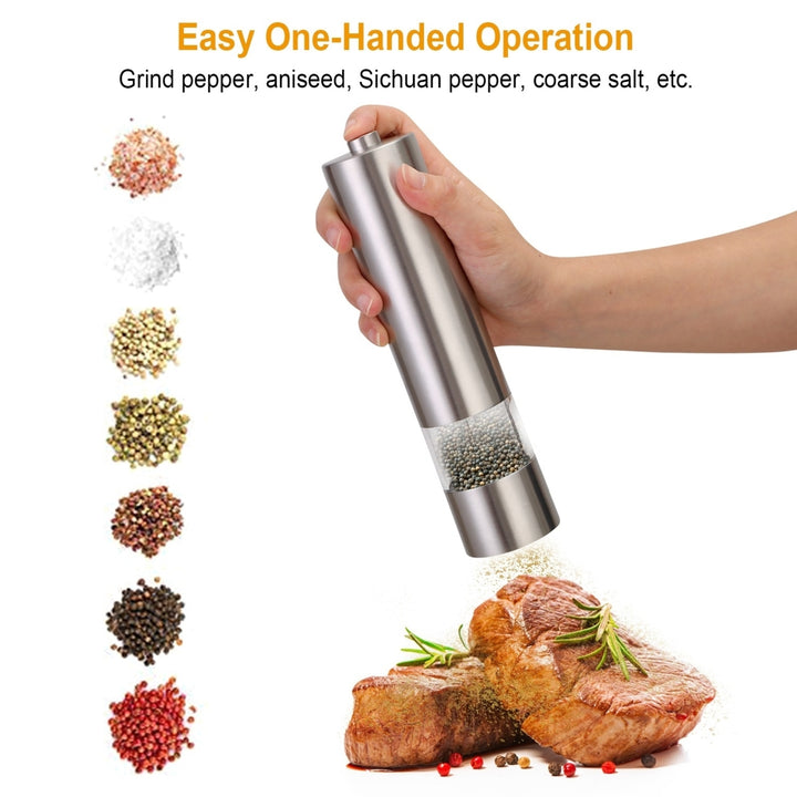 Electric Stainless Steel Salt Pepper Grinder Adjustable Coarseness with Light Image 3