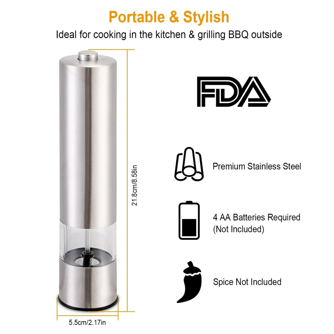 Electric Stainless Steel Salt Pepper Grinder Adjustable Coarseness with Light Image 7