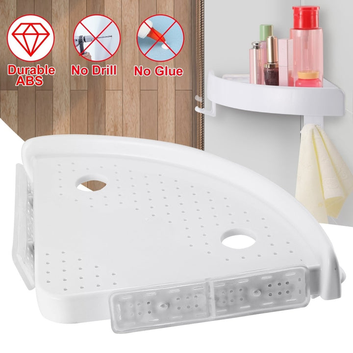 Bathroom Corner Storage Rack Triangular Shelf White ABS Wall Mount 34cm x 25cm Image 5