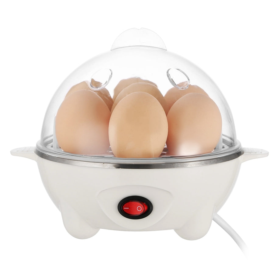 Electric Egg Cooker 7 Capacity Hard Boiled Egg Maker Stainless Steel White 350W Image 1