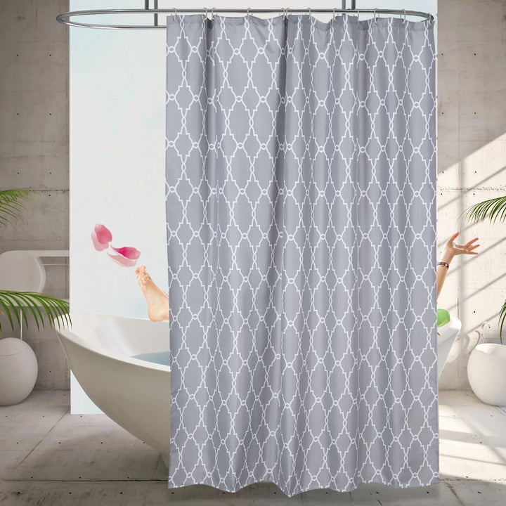 Waterproof Shower Curtain 70x70 Inches Gray Eco-Friendly Polyester with Hooks Image 8