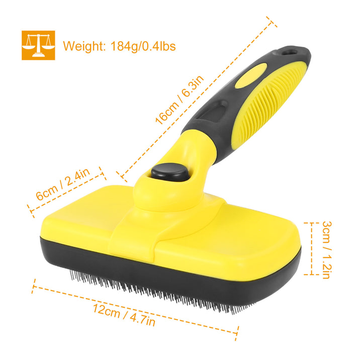 Self Cleaning Slicker Brush for Pets Dogs Cats Yellow Stainless Steel Grooming Tool Image 5