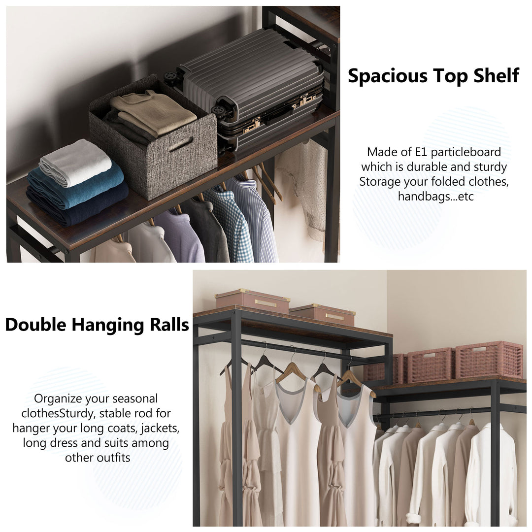 Tribesigns Free Standing Closet Organizer, Clothes Garment Racks with Storage Shelves and Double Hanging Rod, Heavy Duty Image 4
