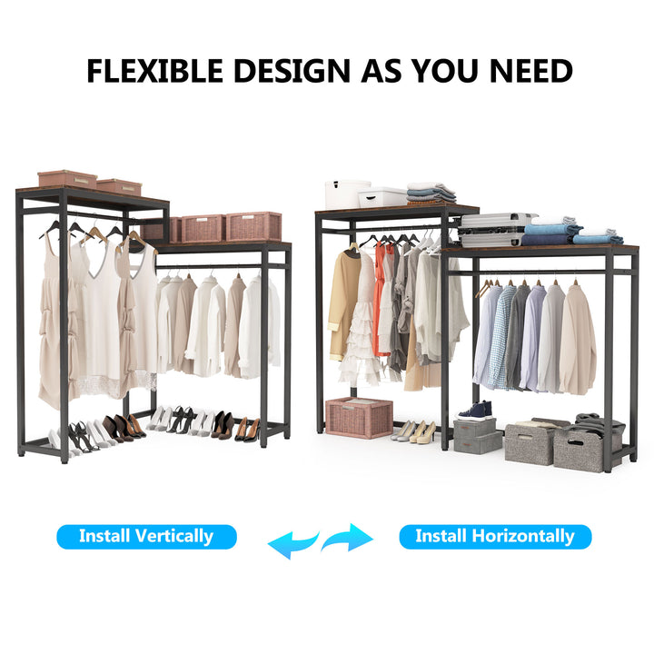 Tribesigns Free Standing Closet Organizer, Clothes Garment Racks with Storage Shelves and Double Hanging Rod, Heavy Duty Image 5