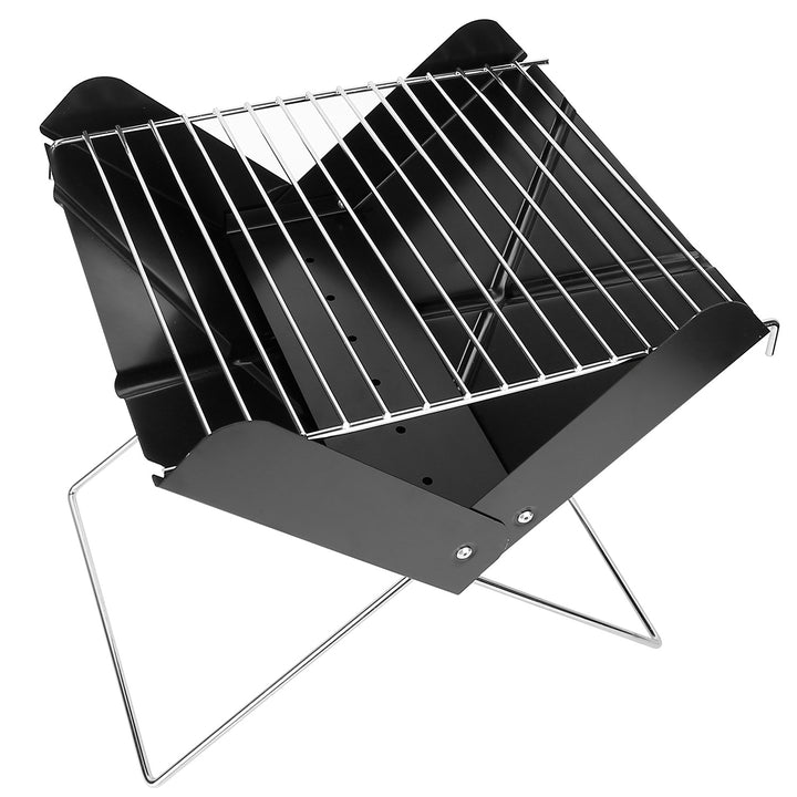 Foldable Charcoal BBQ Grill Portable X-Shaped Iron Smoker for Camping Picnic Image 9