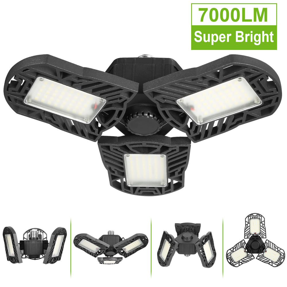 LED Garage Light 80W 7000LM Deformable E26 E27 6500K Bright Ceiling Light Image 2