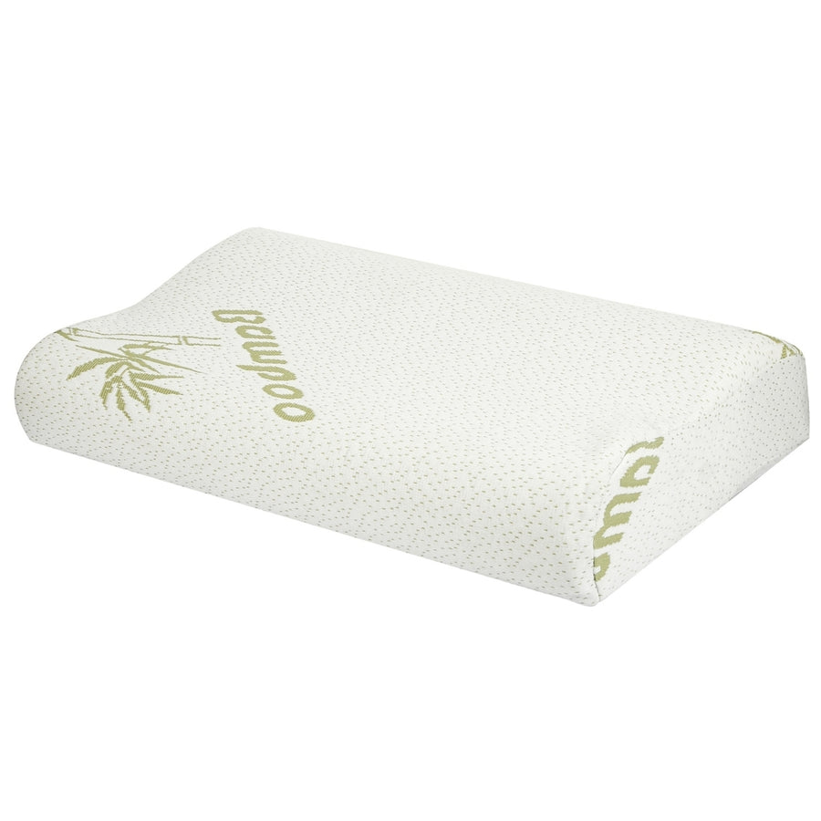 Bamboo Memory Foam Cervical Pillow Ergonomic Contoured Sleep Support 19.69" x 11.81" Image 1