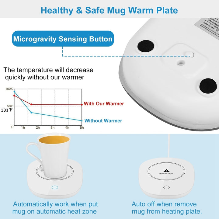 Electric Coffee Mug Warmer Heater Pad Auto Shut Off White for Tea Milk 16W Image 3