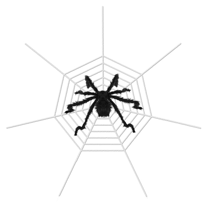 59inch Halloween Spider Decoration Black with 126inch Spider Web for Outdoors Image 1