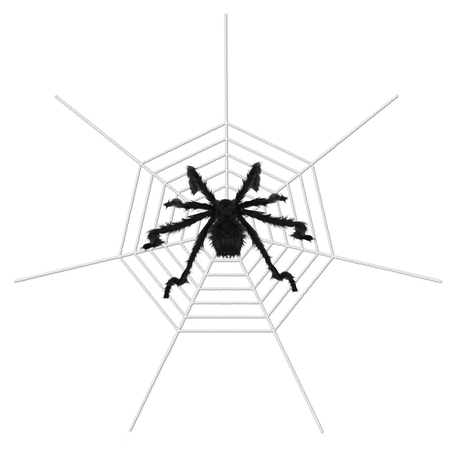 59inch Halloween Spider Decoration Black with 126inch Spider Web for Outdoors Image 1